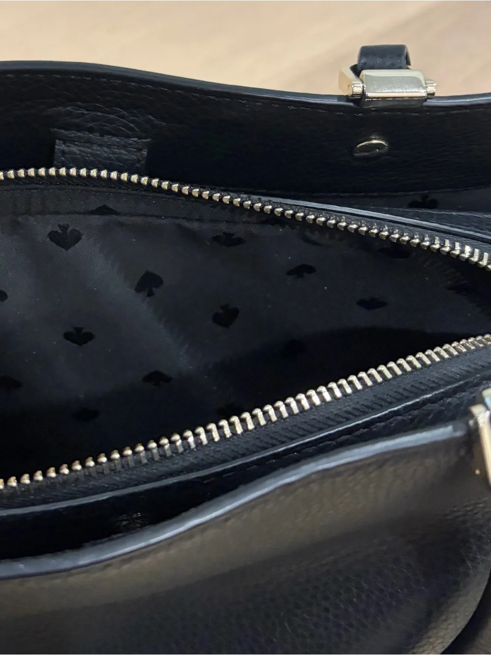 kate spade New York Black Leather pebbled Tote bag with cross body strap